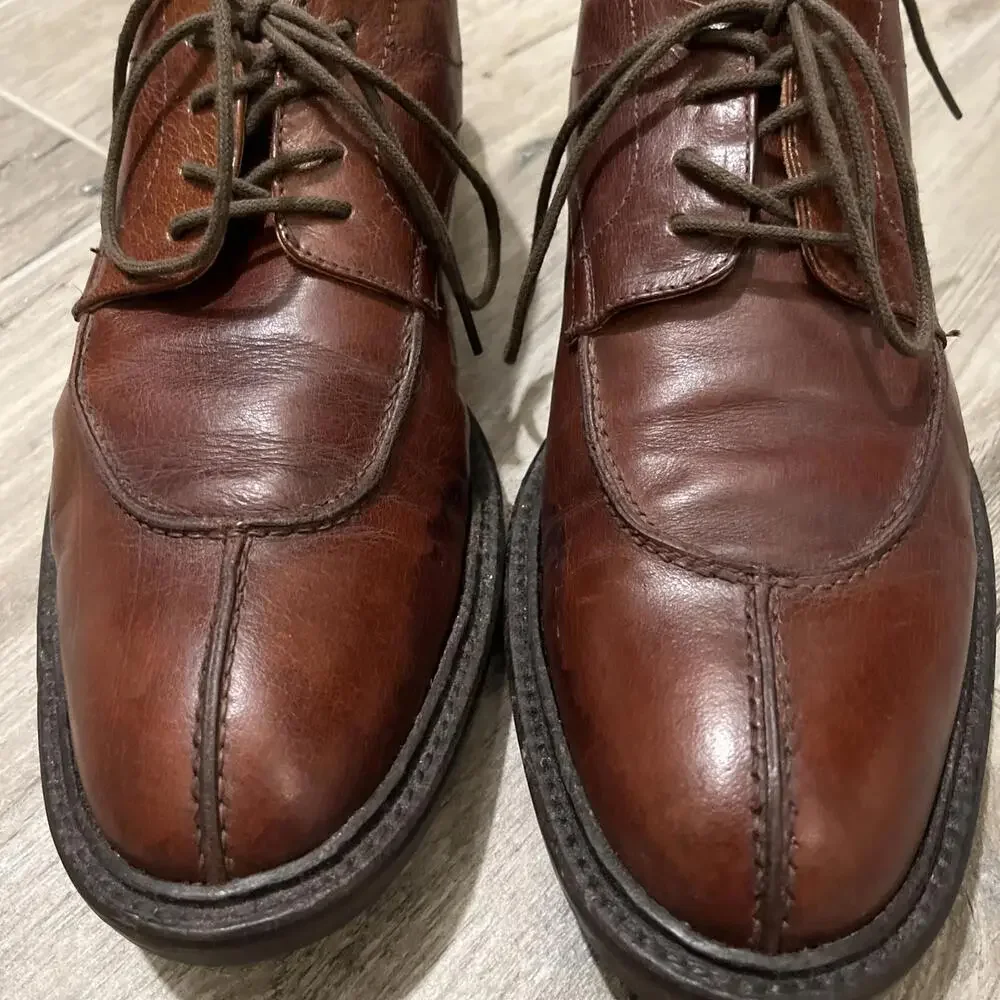BACCO BUCCI MENS CHILI BROWN DRESS OXFORD SHOES SIZE 10.5 MADE IN ITALY *SCUFFS*